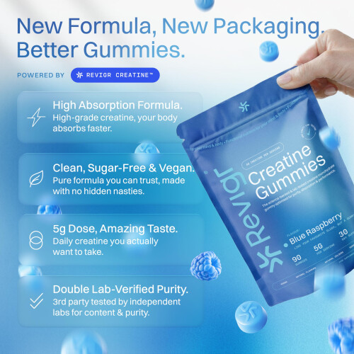 Creatine Monohydrate Gummies 5000mg – 90 Vegan Sugar-Free Gummies, 1