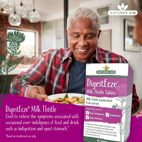 Natures Aid Natures Aid DigestEeze Milk Thistle 60 Tablets – Supports Liver & 1