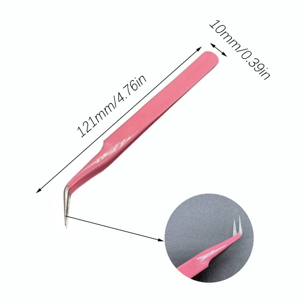 Cclkhy 2 Pcs Eyelash Extension Tweezers - Straight & Curve Tip, Stainless