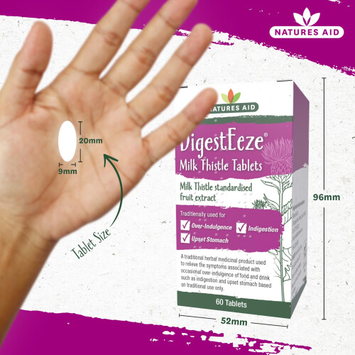 Natures Aid Natures Aid DigestEeze Milk Thistle 60 Tablets – Supports Liver & 2
