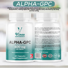 Vinco Alpha GPC 600mg in One Capsule - 60 Capsules = 60 True Servings