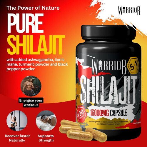 Warrior Warrior Shilajit Capsules 120 – 16,000mg 5-in-1 Himalayan Complex 1