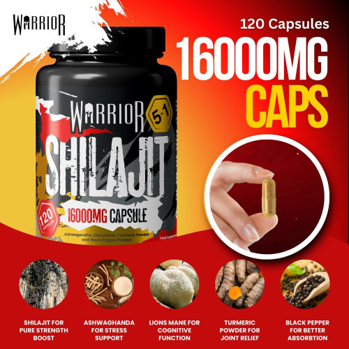 Warrior Warrior Shilajit Capsules 120 – 16,000mg 5-in-1 Himalayan Complex 2