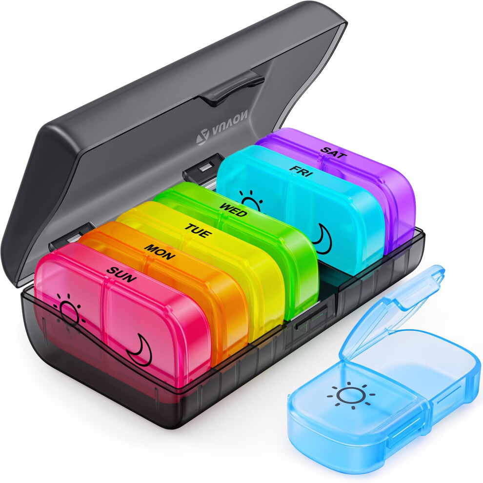 Auvon Pill Organiser, Xl Weekly Pill Box 7 Day 2 Times A Day With