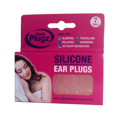 Hush 7 Pairs Plugz Silicone Earplugs - Pack of