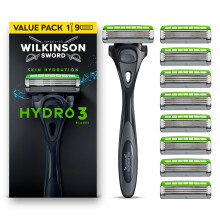 Wilkinson Sword Hydro 3 Razors for Men, Value Pack, Dual Lubrication,