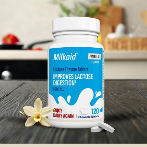 Milkaid Vanilla Lactase Enzyme Chewable Tablets for Lactose 1