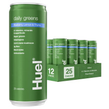 Huel Daily Greens Sparkling Drink, 12 x 330ml Cans, Blueberry, Lemon