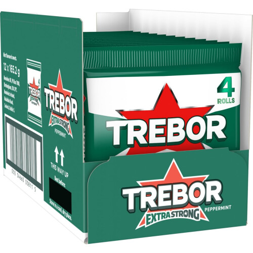 Trebor Extra Strong Peppermint Rolls, Intense Minty Freshness, 165 g