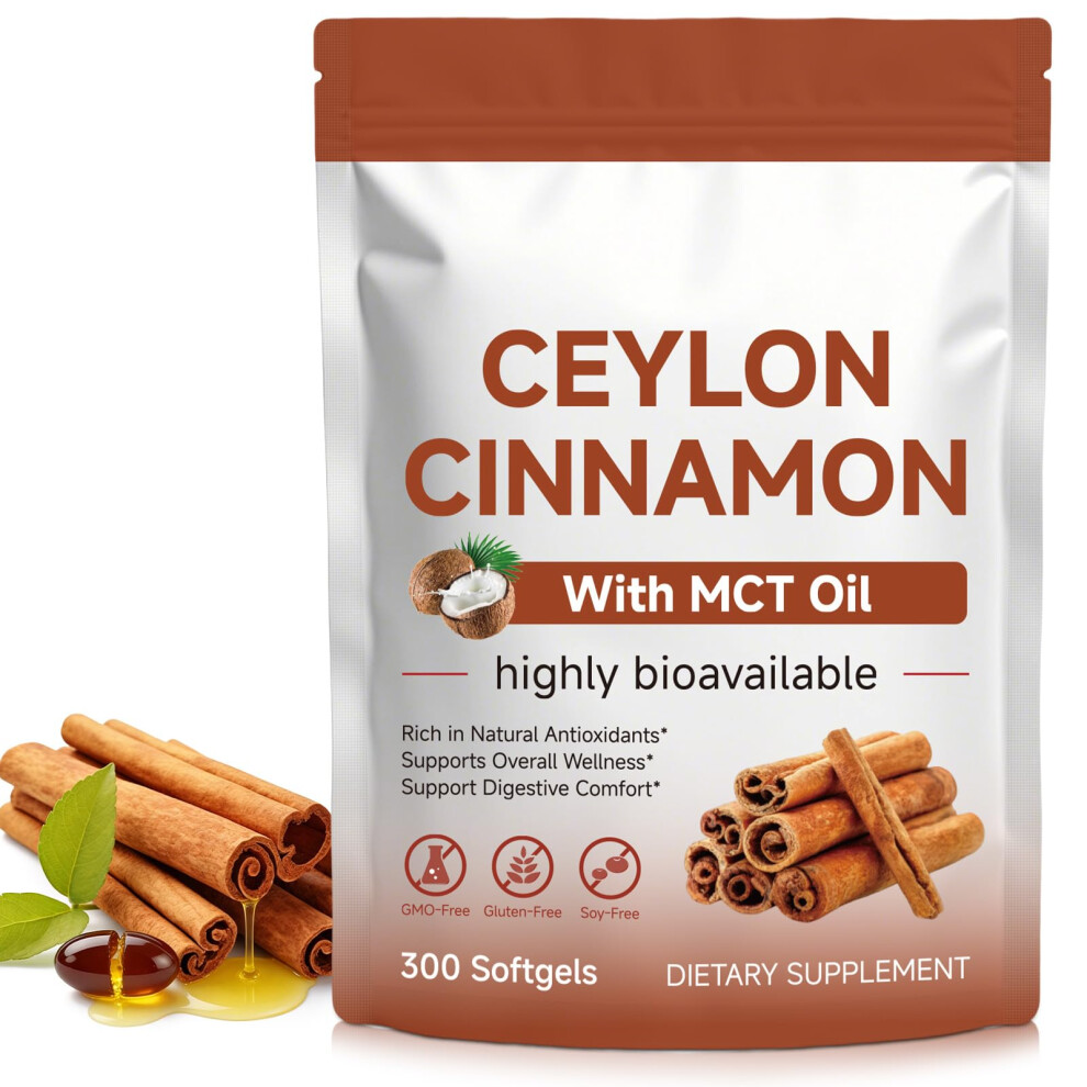 Photos - Vitamins & Minerals Ceylon Cinnamon SoftGels with MCT Oil, 300 Softgels Cinnamon