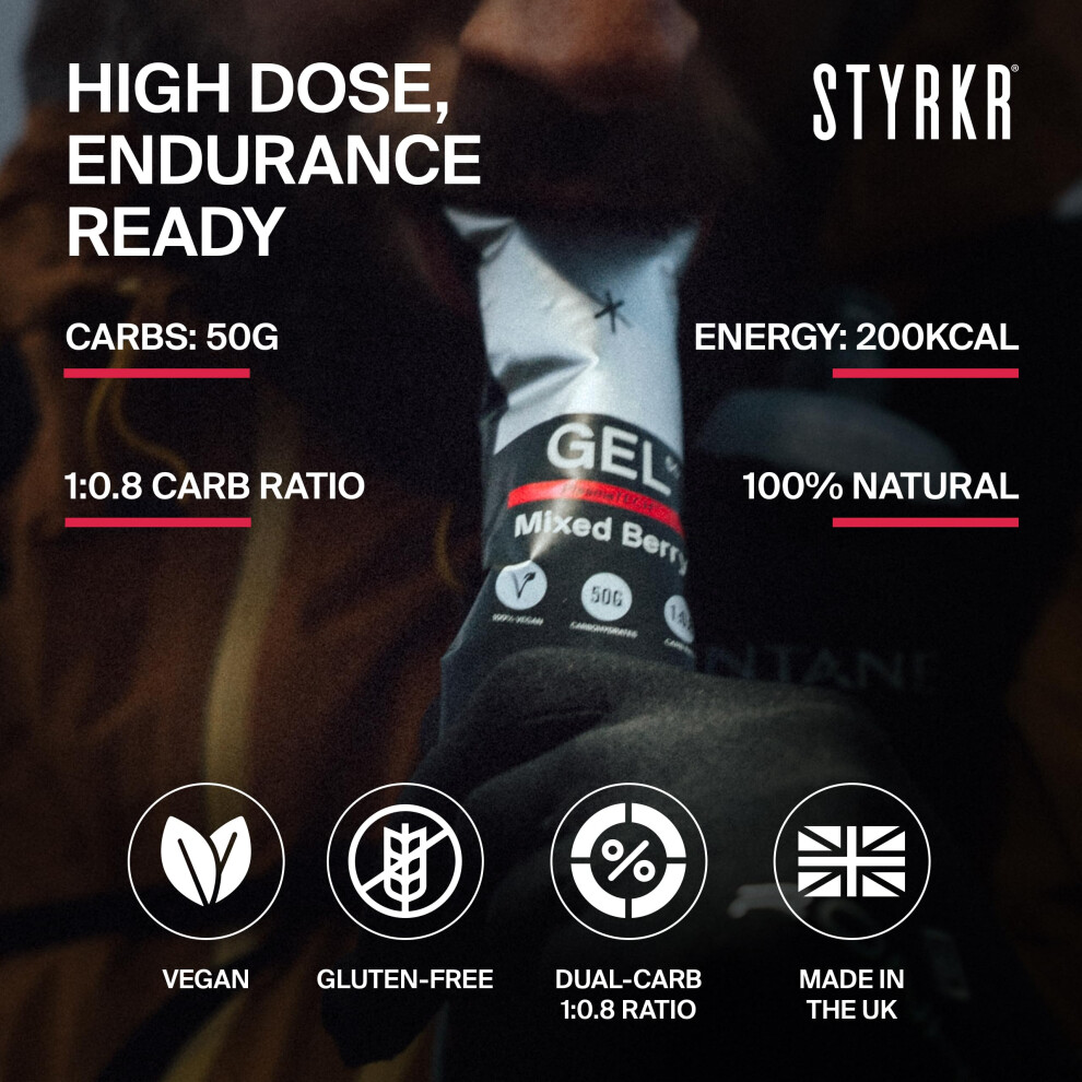 Styrkr Gel50 Energy Gels By - 50G Of Carbs - Pack Of 12 Berry