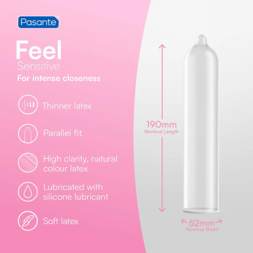 Pasante Pasante Sensitive Condoms Thin Extra Feel 50 Pack - Condoms Bulk for 1