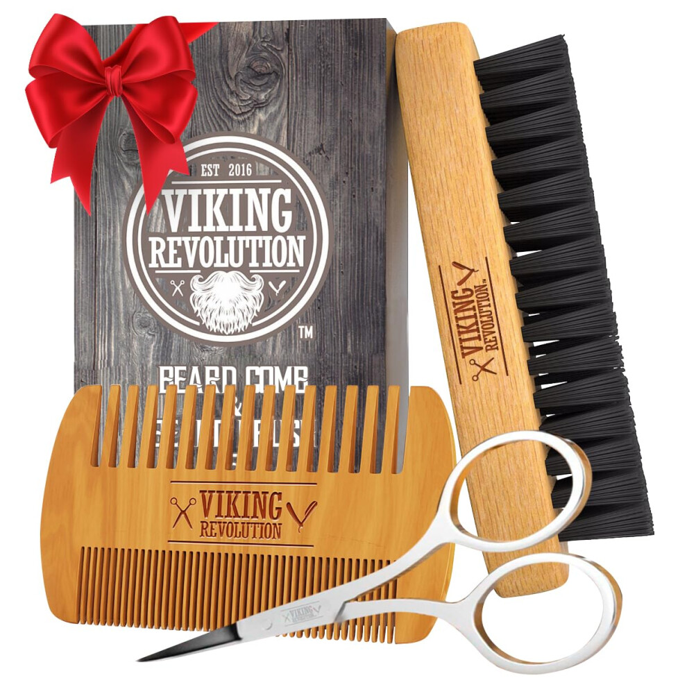 Viking Revolution - Beard Brush For Men - Natural Boar Bristle Brush