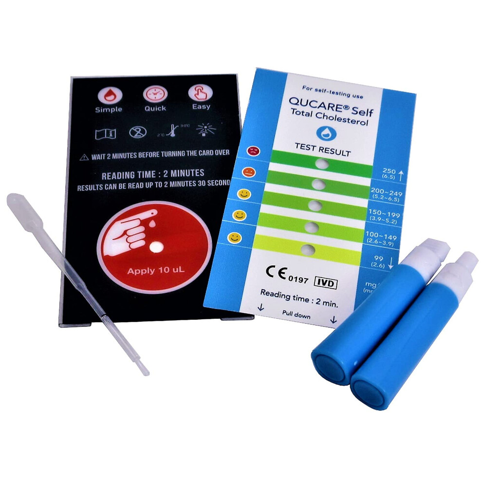 Qucare Total Cholesterol Test Kit (2 Pack) Â Fast, Easy At-Home