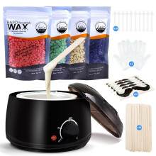 Wax Heater, Female man Hair Removal Device, Waxing Kit, 4 Bags Wax