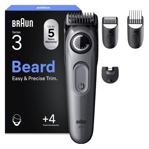 Braun Braun Beard Trimmer Series 3, Plus 4 Styling Tools, Ultra Sharp