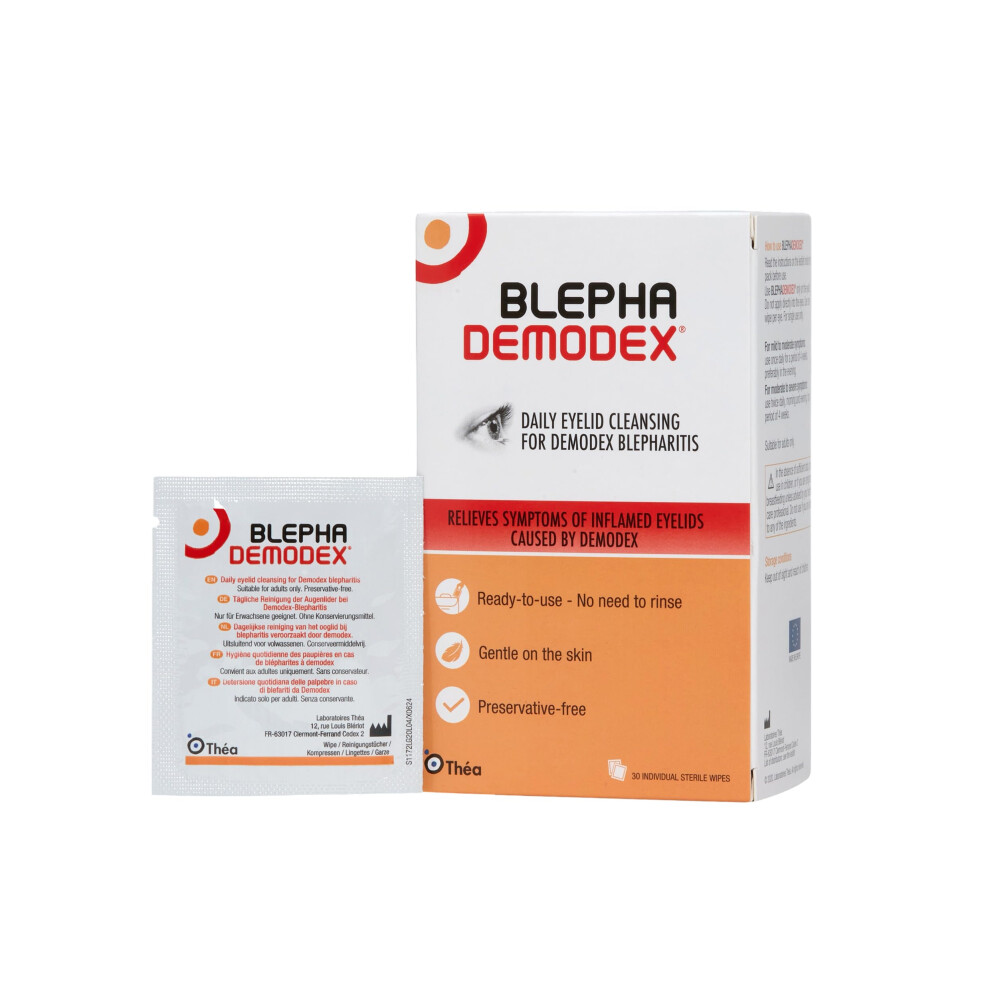 Thea Pharma Blephademodex Preservative Free Eyelid Wipes | Relieves Symptoms Of