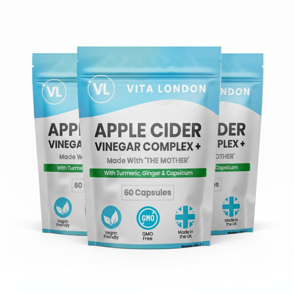 Vl Vita London Apple Cider Vinegar Capsules With The Mother | 1500Mg + Complex With