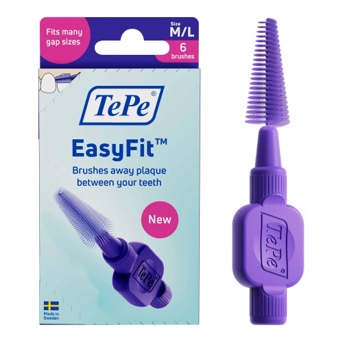 Tepe TePe EasyFit, Conical Interdental Brush, Purple, M/L, 6pcs, Plaque