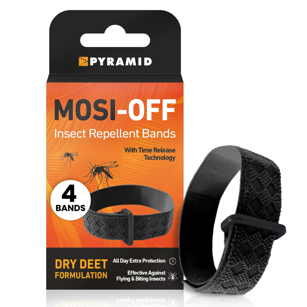 Pyramid Mosquito Repellent Bracelet With Deet. 4 Pack Mosquito Bands