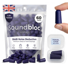 Soundbloc Earplugs Thermo Foam (60 Pairs) – Foam Ear Plug for
