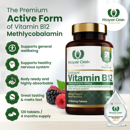 Vitamin B12 Tablets High Strength 1000mcg Sublingual Methylcobalamin, 1