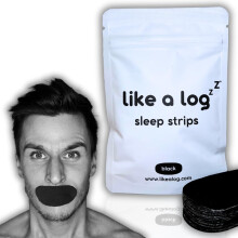 Premium Mouth Tape by Like A Log (Black) - 30 Pack Sleep Strips for a