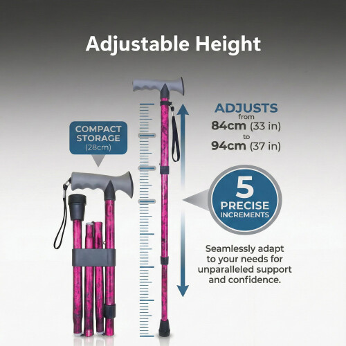 Life Folding Walking Stick with Comfort Gel Handle – Adjustable 2