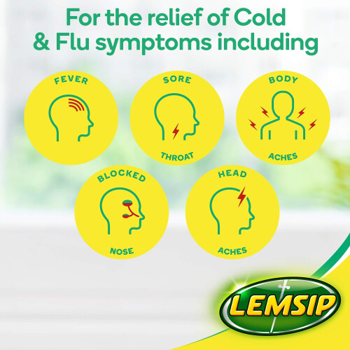 Lemsip Lemsip Cold and Flu Sachets, Lemon, 10 Total, Paracetamol, Cold and 2