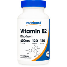 Nutricost Vitamin B2 (Riboflavin) 400mg, 120 Capsules - Gluten Free,