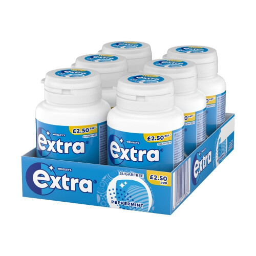Wrigley's Extra Chewing Gum, Peppermint Flavour, 6 Bottles of 46 2