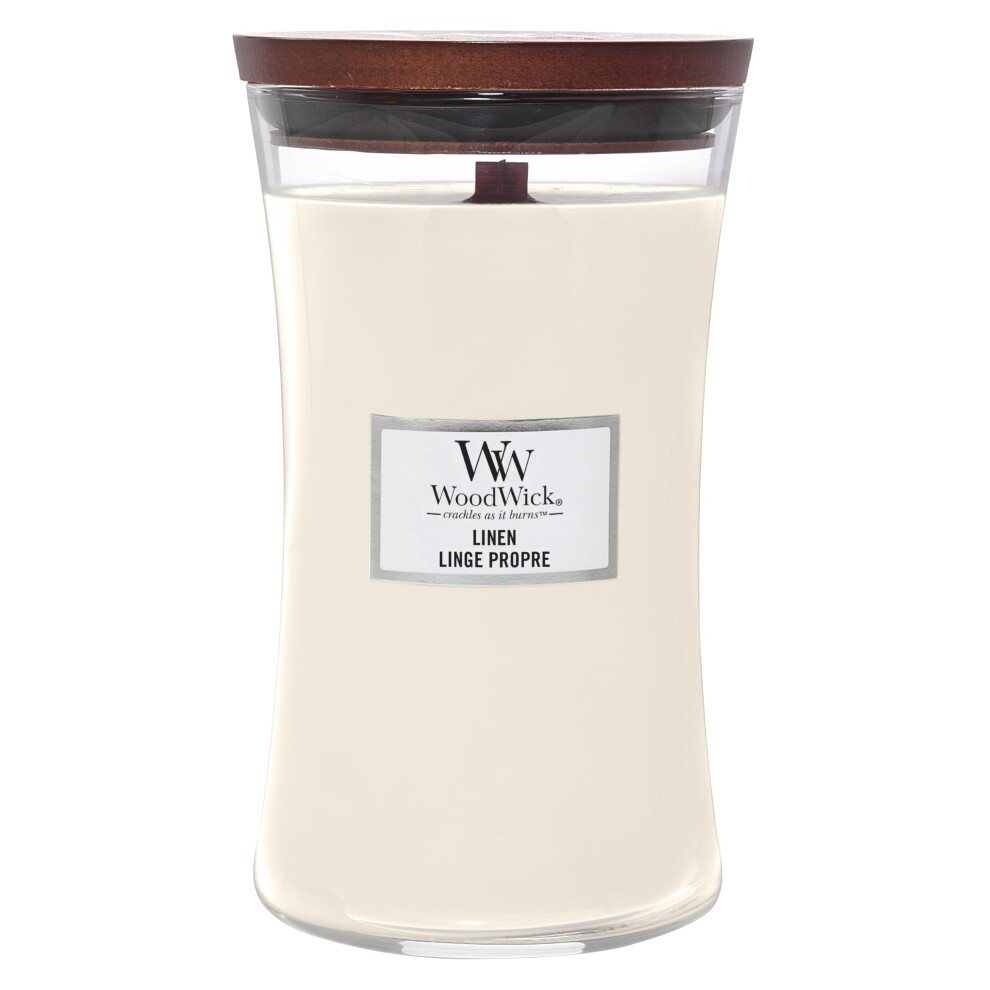 Woodwick Large Hourglass Scented Candle | Linen | With Crackling Wick