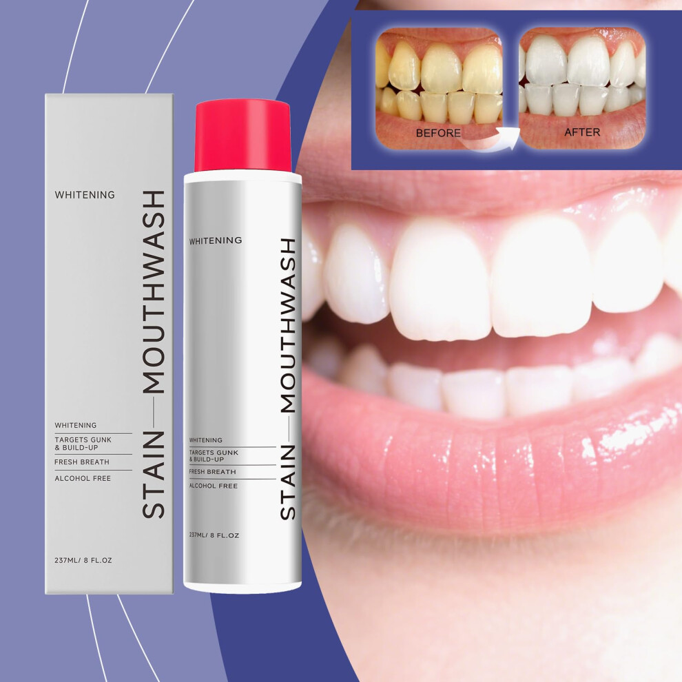 Stain Whitening Mouthwash, Gunk Removing Mouthwash for Fresh Breath,
