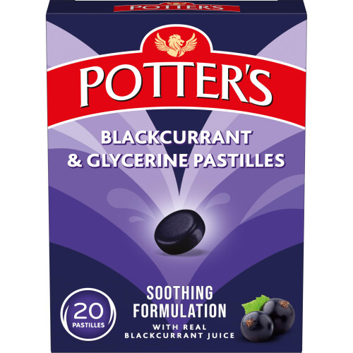 Potter's Blackcurrant & Glycerine Pastilles, 20
