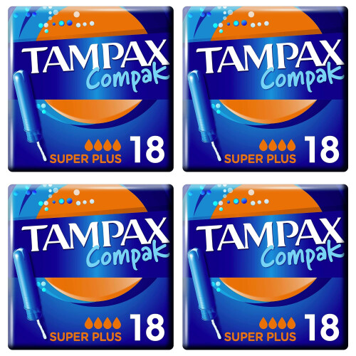 Tampons Multipack Tampax Compak Super Plus | with Applicator | 18 x 4