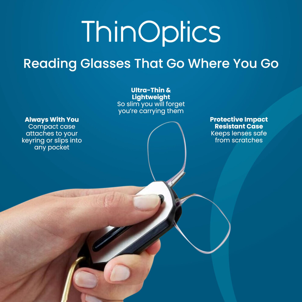 Thinoptics Folding Reading Glasses 2.0 With Keychain Case - Slim,