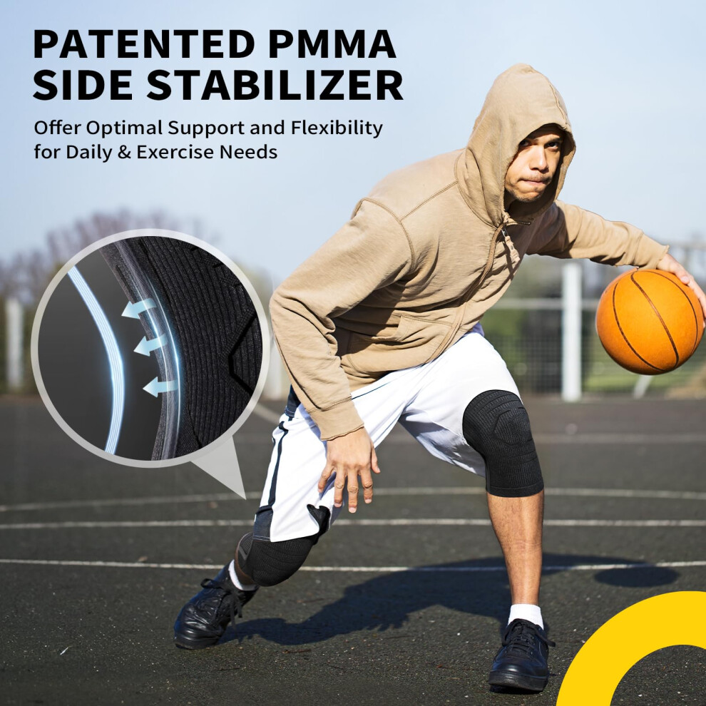 Cambivo Knee Support Men And Women With Pmma Side Stabilizer 2 Pack,