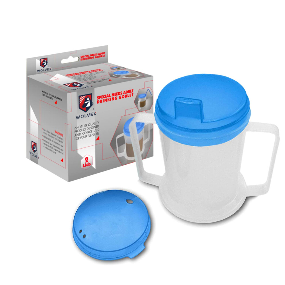 Wolvex 350Ml Adult Drinking Cup Beaker With Handles & Anti Spill Lids