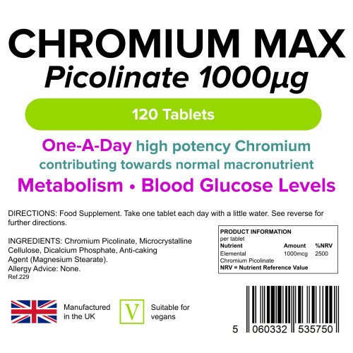 LINDENS Lindens Chromium Max 1000mcg Picolinate - 120 Tablets | Detox, 1