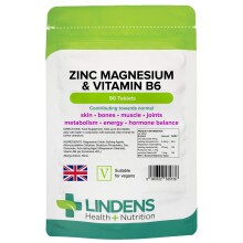 Lindens Zinc, Magnesium and Vitamin B6 Complex Tablets - 90 Pack -