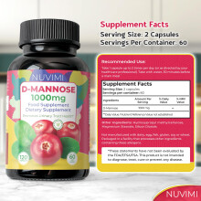 D Mannose 120 Capsules, 1000 mg per Dose, Promotes Urinary Tract