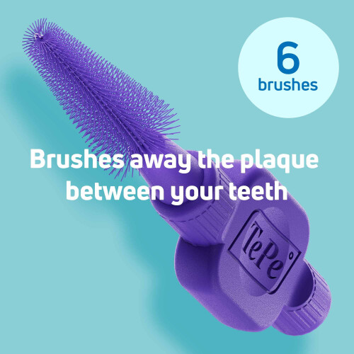 Tepe TePe EasyFit, Conical Interdental Brush, Purple, M/L, 6pcs, Plaque 1