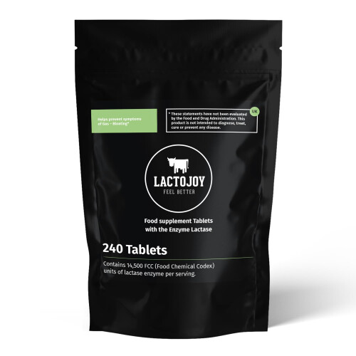 LactoJoy Lactase Tablets | Helps with Lactose Intolerance | 240 Pcs.