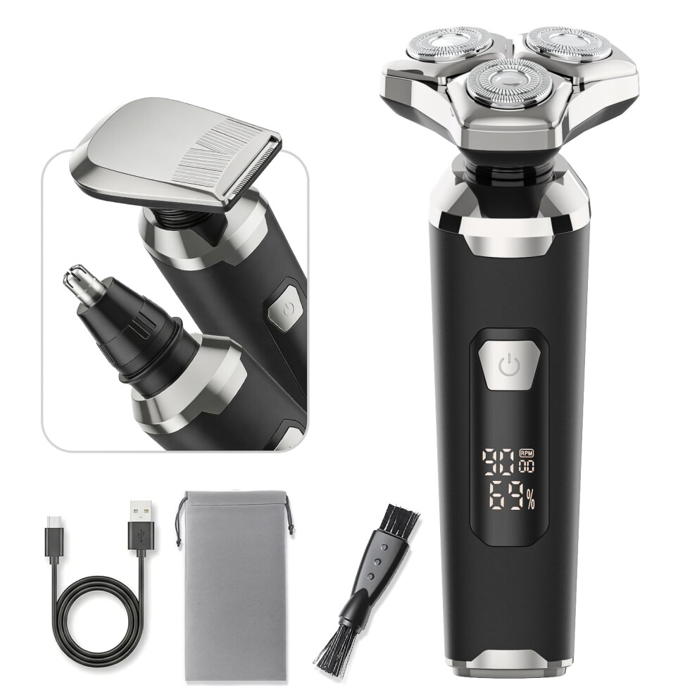 Cyowoyre Electric Shaver Rotary Razor For Men - Rechargeable Electric Shaver,