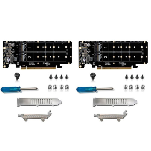 2X PCIE X16 zu M.2 M-Key NVMEx4 SSD 2U Server Riser Card Doppelseitige 4-Disk NVME  PCI-EX16 Split Card