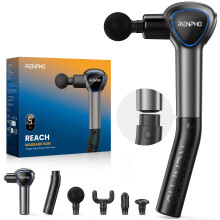 RENPHO Reach Handle Massage Gun with 5 Speed 4 Head,Mini Massage Gun