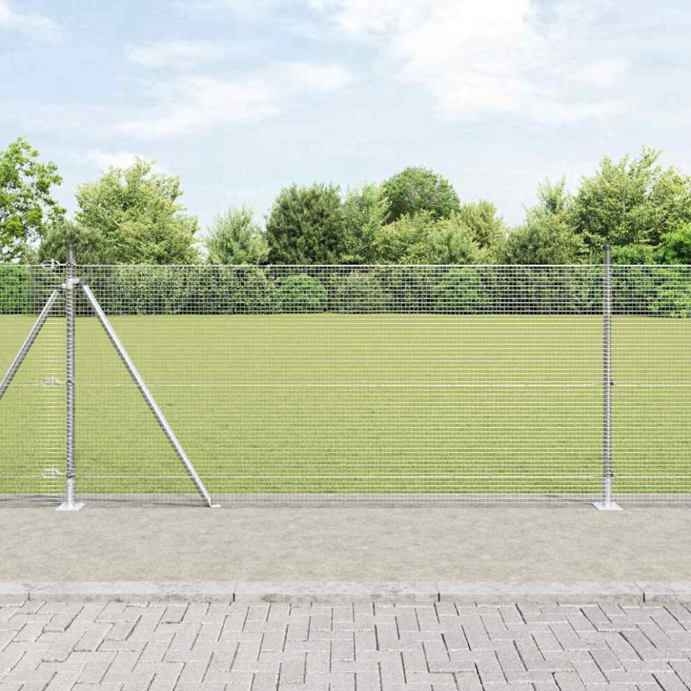 Vidaxl Welded Wire Fence With Concrete Base 10 X 0.8 M Silver Mesh 8721158274410