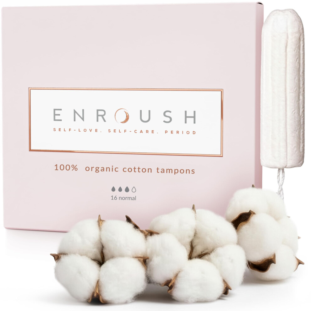 Enroush 100% Organic Cotton Tampons | Biodegradable & Toxin Free |