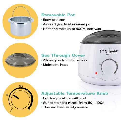 Mylee Complete Waxing Kit, Includes Salon Quality Wax Heater, Soft 1