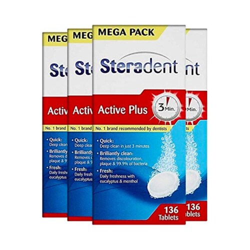 Steradent Active Plus Denture Cleaner, 544 Tablets, Plaque Remover
